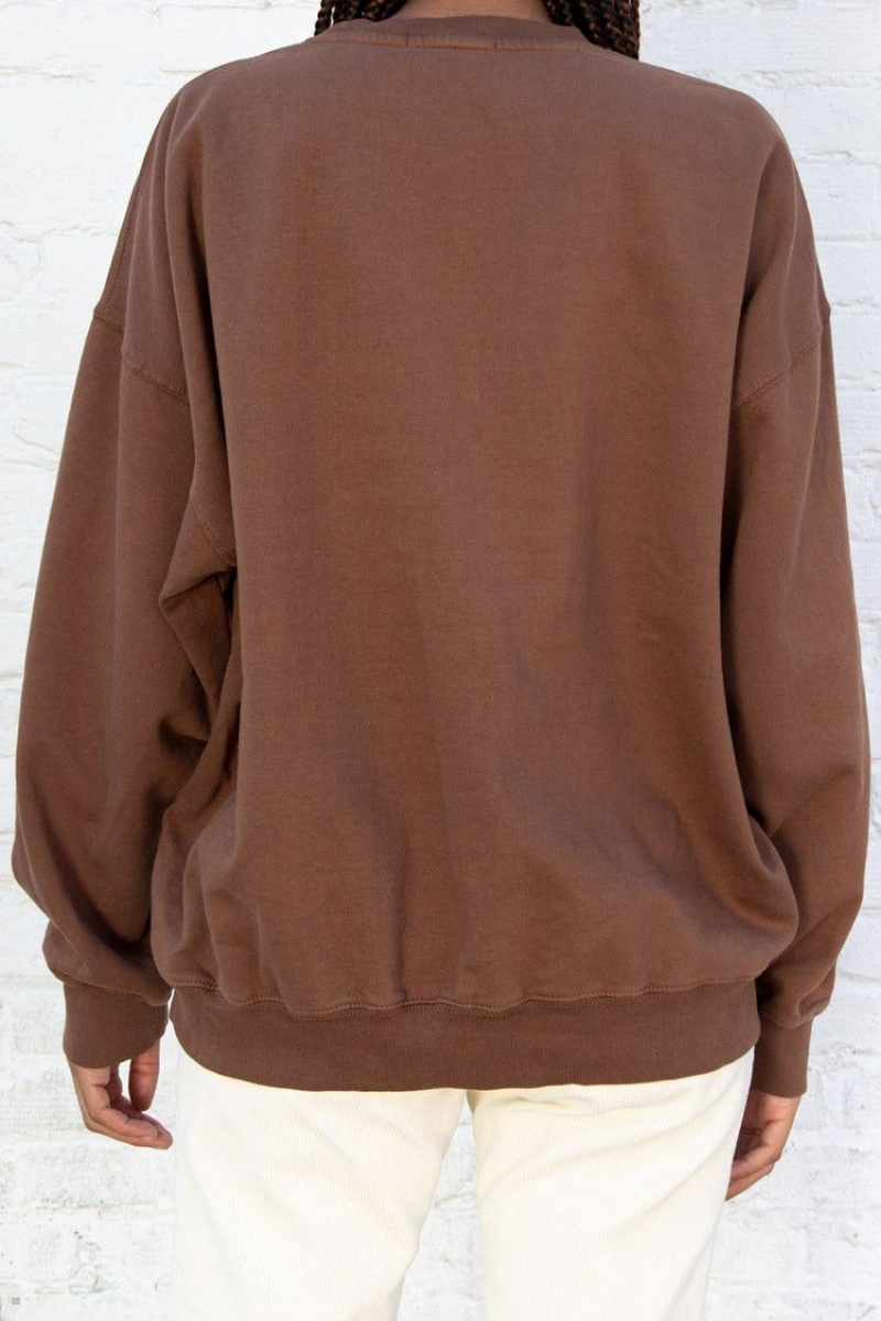 Sweatshirt Brandy Melville Erica Oversized Marron | AVA-72208100